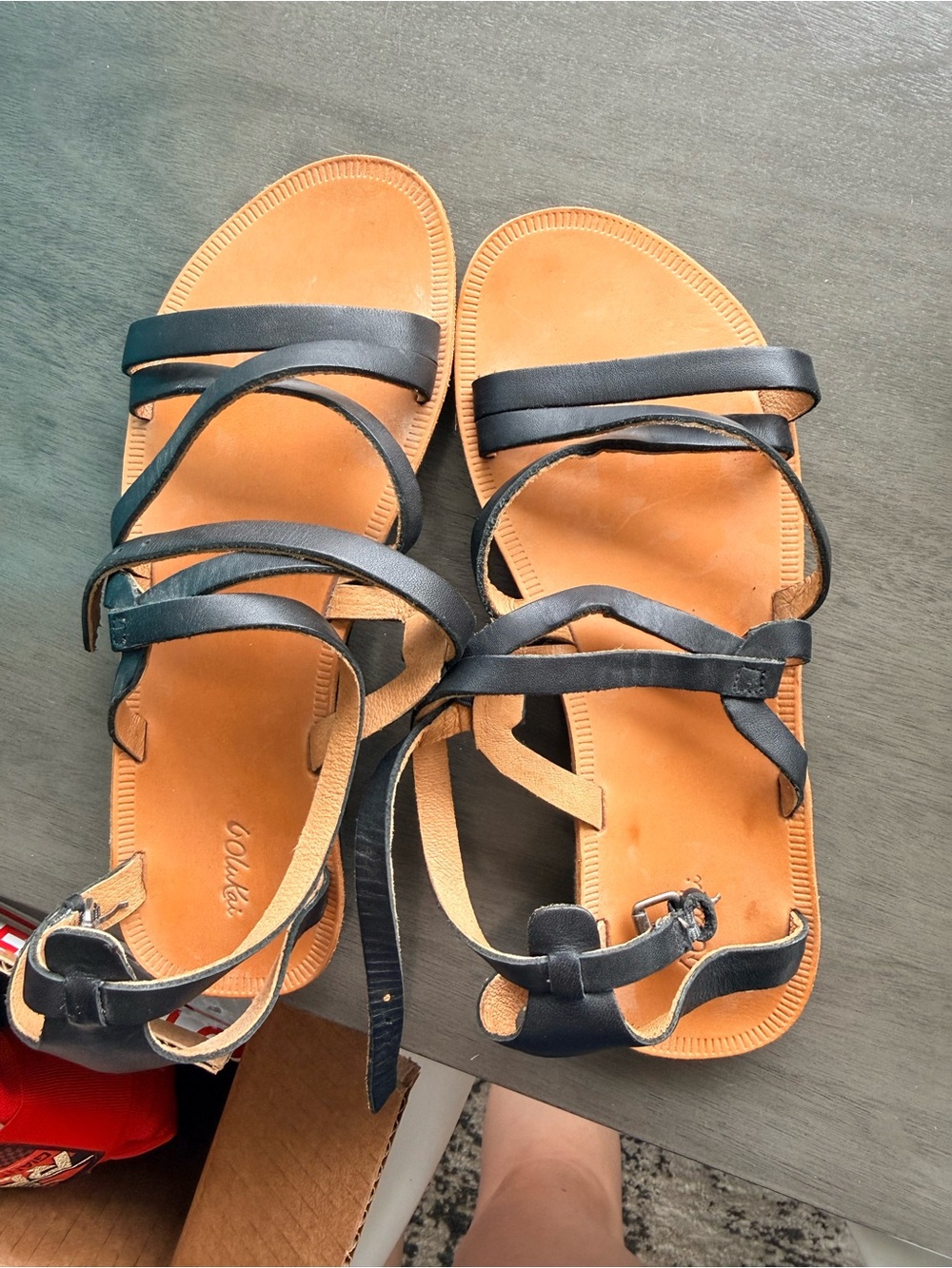 OluKai Black Leather Multi-Strap Sandals - Picture 2 of 5